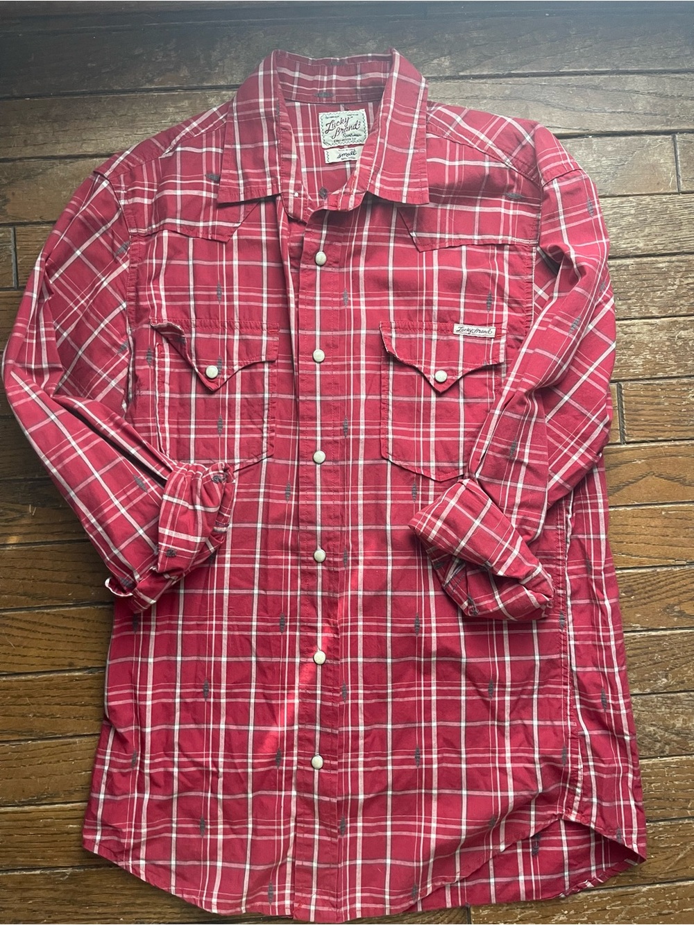 Men's Lucky Brand Red Plaid Button-Down Shirt